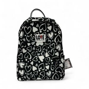 Women’s Brighton Endless Love Black & White Heart Print Backpack NEW